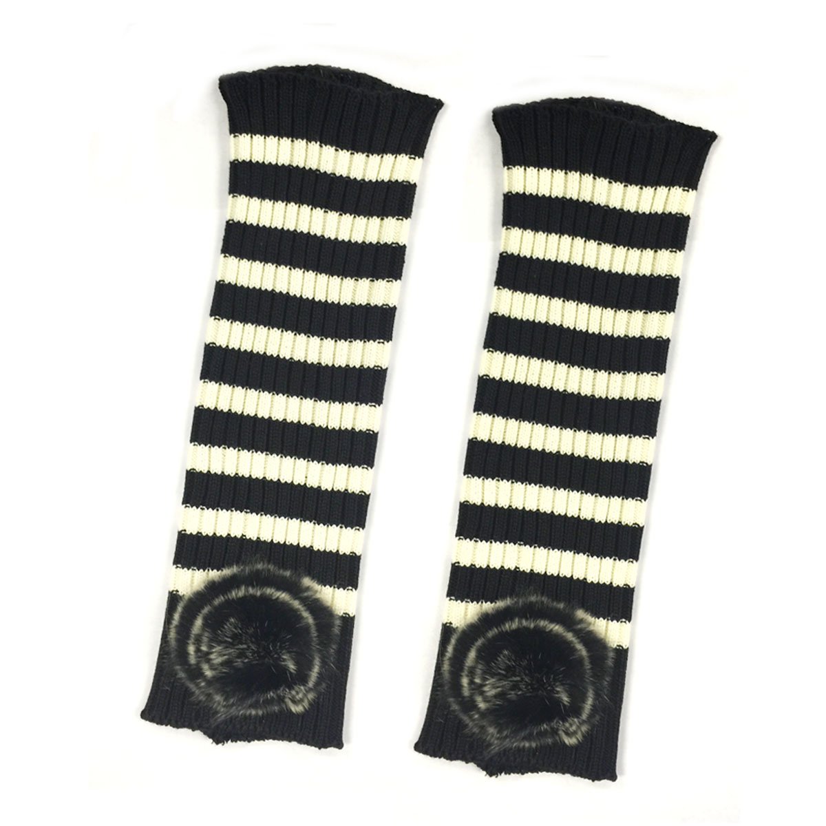 Bowbear Little Girls Striped Leg Warmers Black