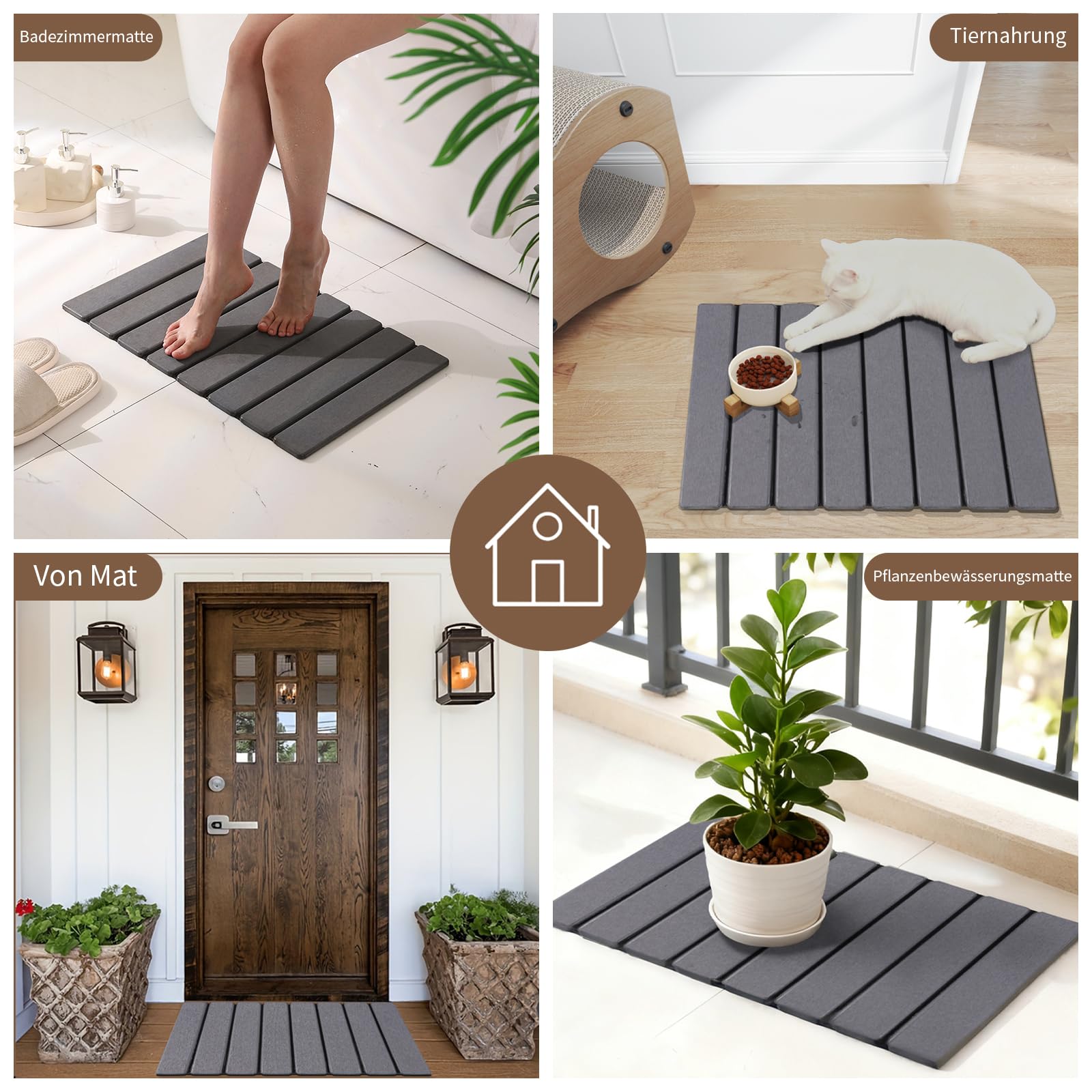 Eralove Tappeto da bagno in diatomite pieghevole, 60 x 39 cm