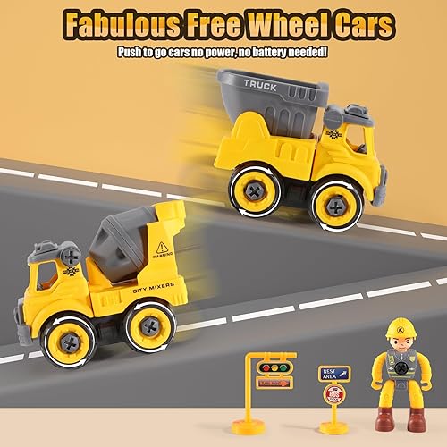 Miniatura 7 de LUDILO - Juguetes para niños pequeños de 3 a 5 años Mini autos de juguete de construcción para armar tu mismo, educativos, con taladro eléctrico.