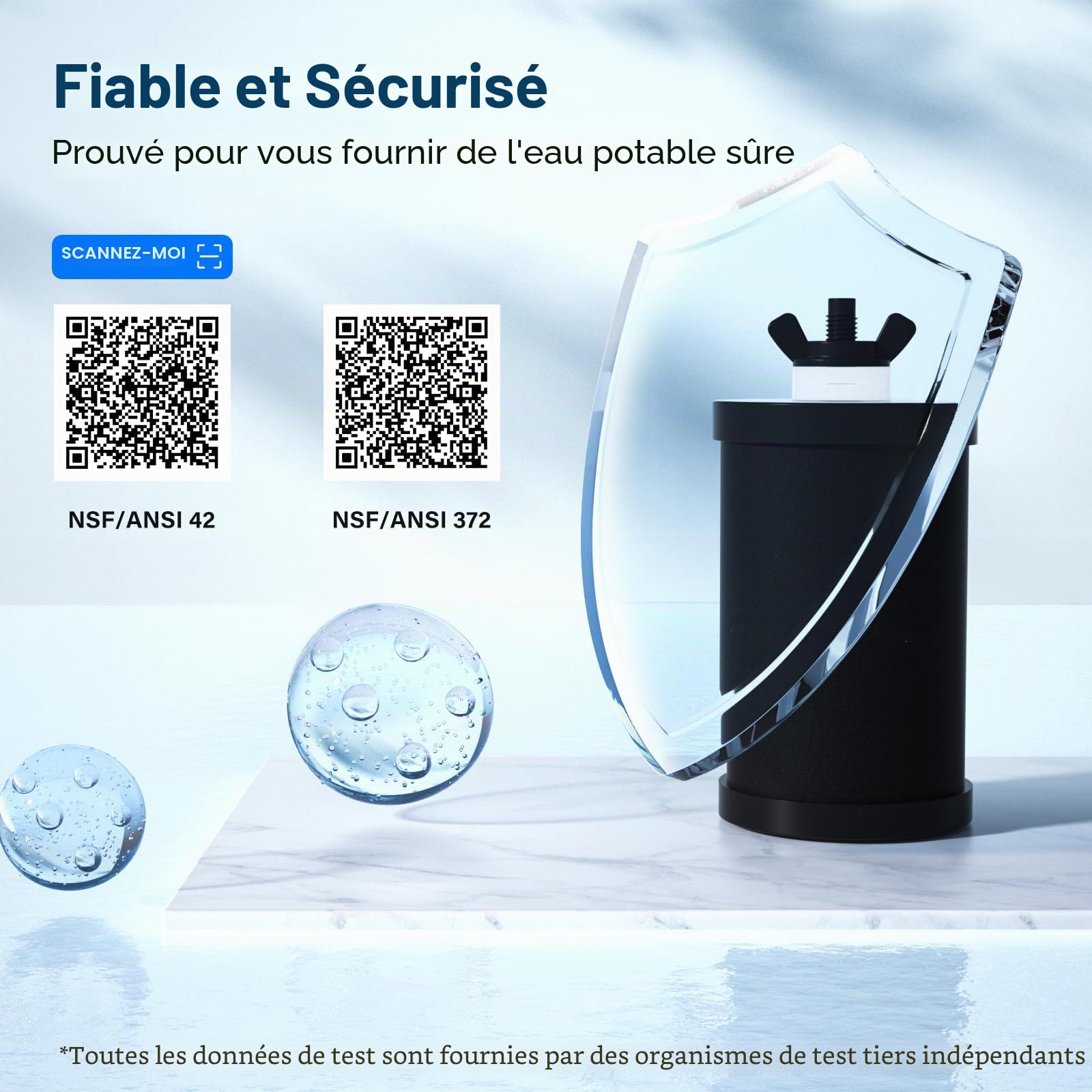 Lot de 2 filtres de rechange Black Carbon pour système de filtration d'eau par gravité - Cartouche de filtre à eau à charbon actif avec précision de 0,01 μm - Pour système de filtre à eau par