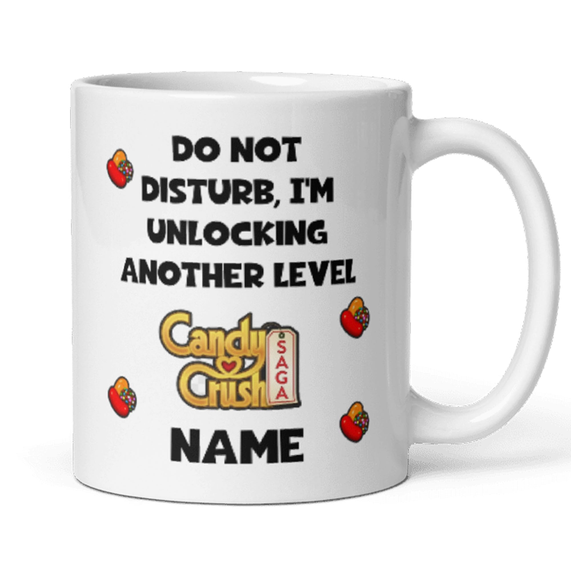 Confidently Quirky - Personalised Candy Crush White Mug, Candy Crush Level, Birthday For Dad, Birthday For Mum, Candy Crush Gamer, Mobile App Games