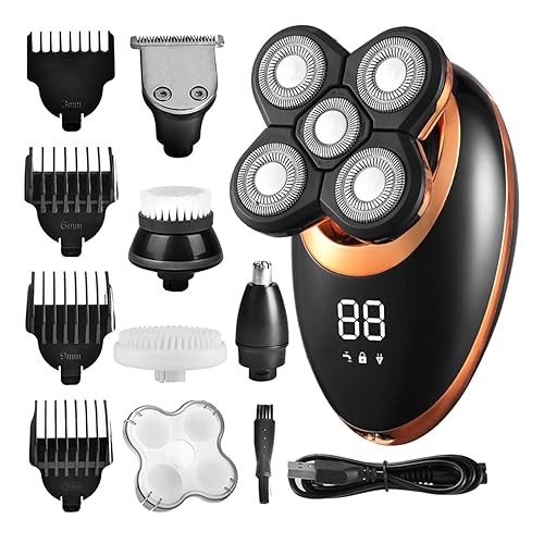 Maquinilla de afeitar eléctrica para hombres 5 en 1 IPX7 impermeable maquinilla de afeitar eléctrica para hombres recortadora de pelo de barba