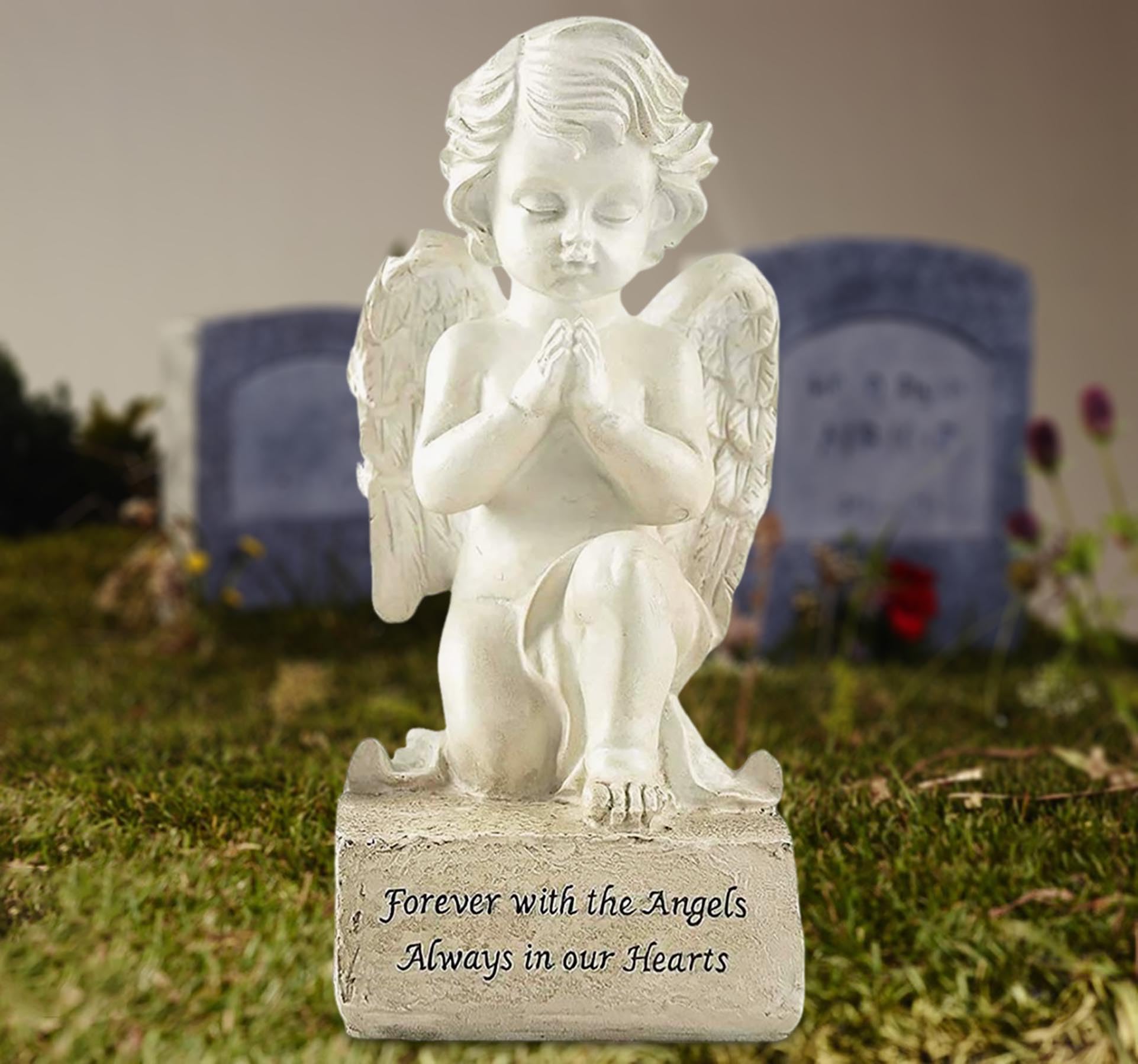 Artisan Flair White Praying Angel Figurines,Resin Cherubs Statues,Home Garden Memorial Angel Sculpture-6.5 Inch