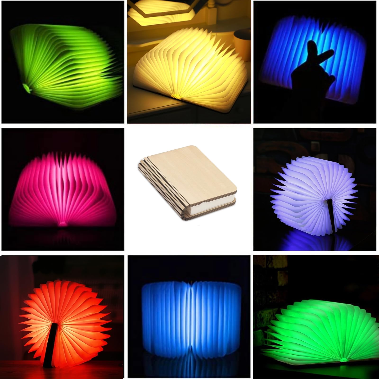 7 Colors Mini Book Lamp, USB Rechargeable Book Shaped Lamp, Portable - View #4