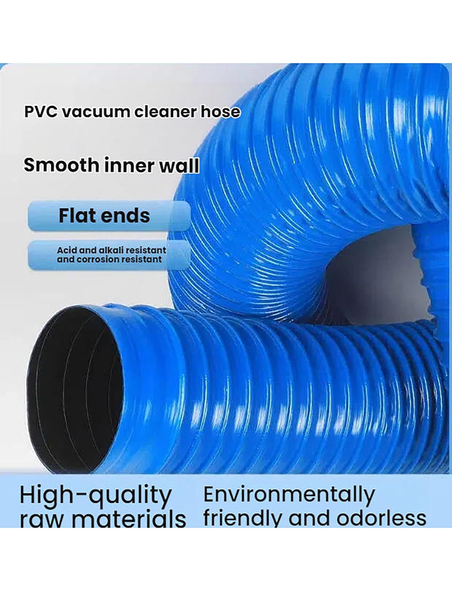 Manguera de succión polvo, caucho PVC | Manguera de recolección de polvo de PVC y extensión de bajante, azul, varios tamaños (130 mm/5,1 pulgadas)(150mm/5.9in)