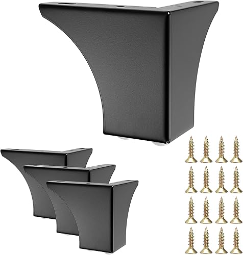 Juego de 4 patas de metal moderno para muebles de 3.9 in con tornillos de montaje, patas de repuesto para muebles, muebles, muebles, muebles,
