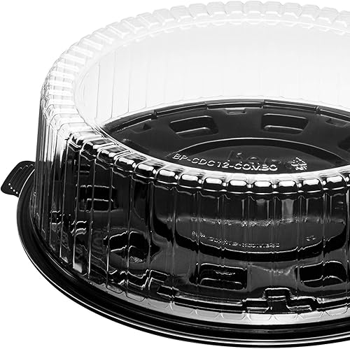 Miniatura 5 de Karat Contenedor de exhibición de pasteles de una sola capa de PET de 12 pulgadas con tapa de cúpula transparente PET - 50 juegos