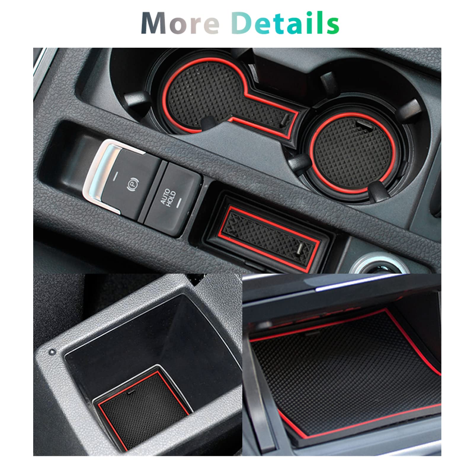 GAFAT Golf 7 7.5 GTI GTD GTE R Variant 2014-2019 Mata Antypoślizgowa, Golf 7 Gumowych Mat do Podłokietnika Konsoli Środkowej, Uchwyt na Kubek, Rowek na Drzwi (Czerwony)