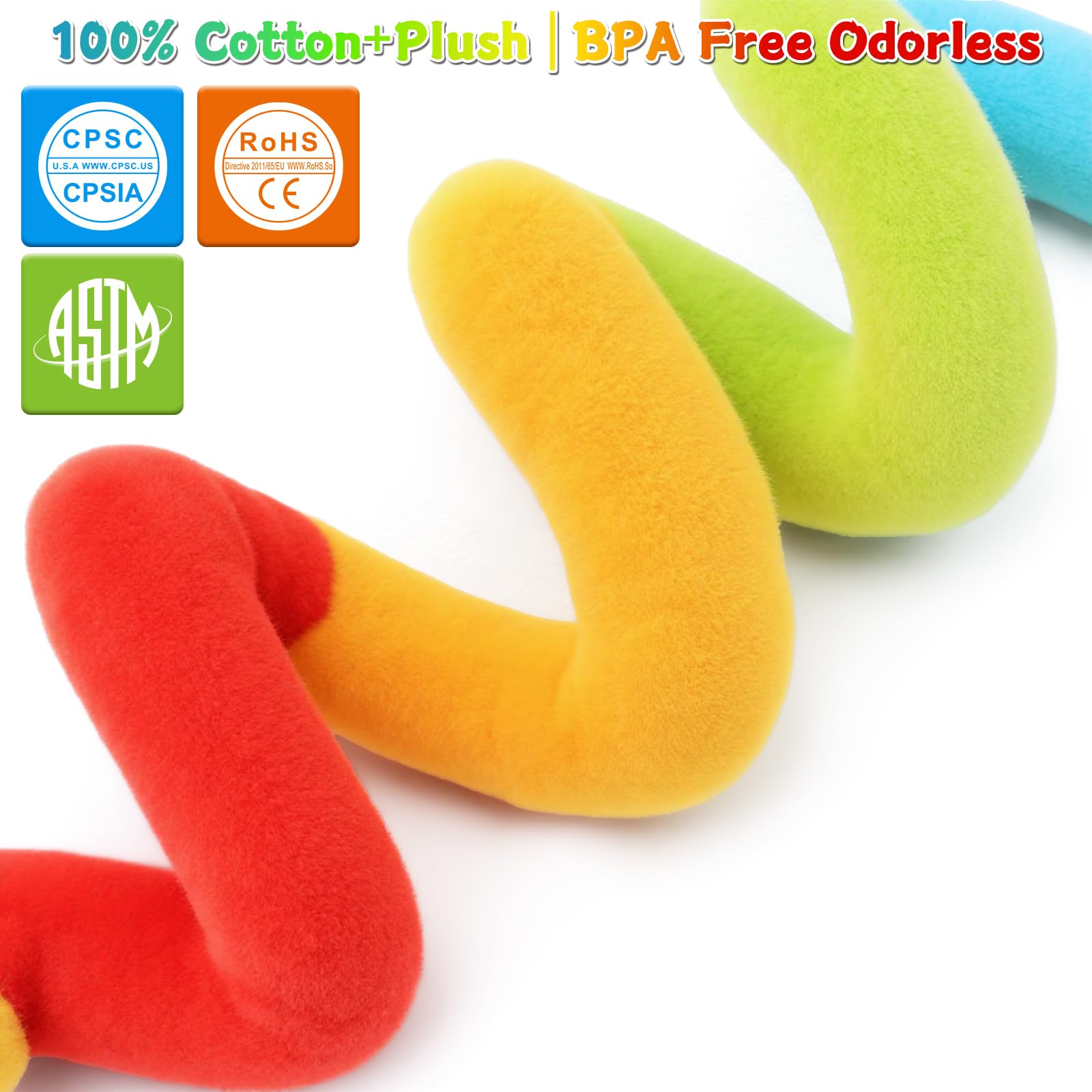 FPVERA Spiral Car Seat Toys - Baby Sensory Soft Plush Hanging Toys for 0-12 Months Stroller Crib Accessories, Essentials for Expecting Moms & Baby Shower Registry Gift - 5