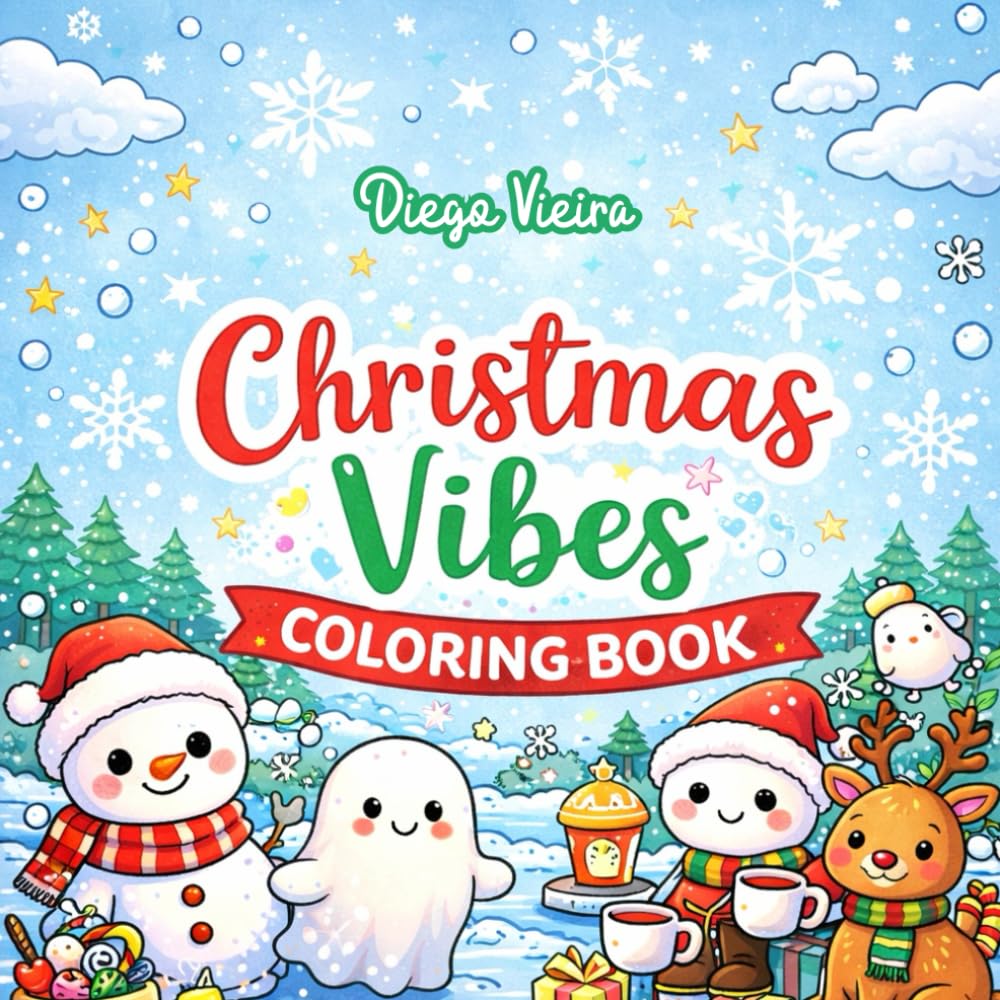 CHRISTMAS VIBES COLORING BOOK: Christmas Cozy Coloring Book for Kids