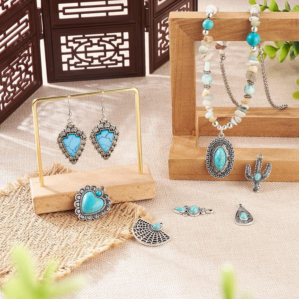 PH PandaHall 24Pcs Western Jewelry for Women Earring Bohemian Turquoise 12 Styles Pendant Charm DIY Bracelet Necklace Making, # Sky Blue (FIND-TA0001-79-Yilisi) - Image 2