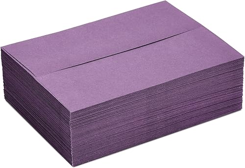 Miniatura 6 de Sustainable Greetings Sobres de invitación – A7 de 7 x 5 pulgadas, morado, paquete de 100 unidades, solapa cuadrada, sello engomado y sobres a