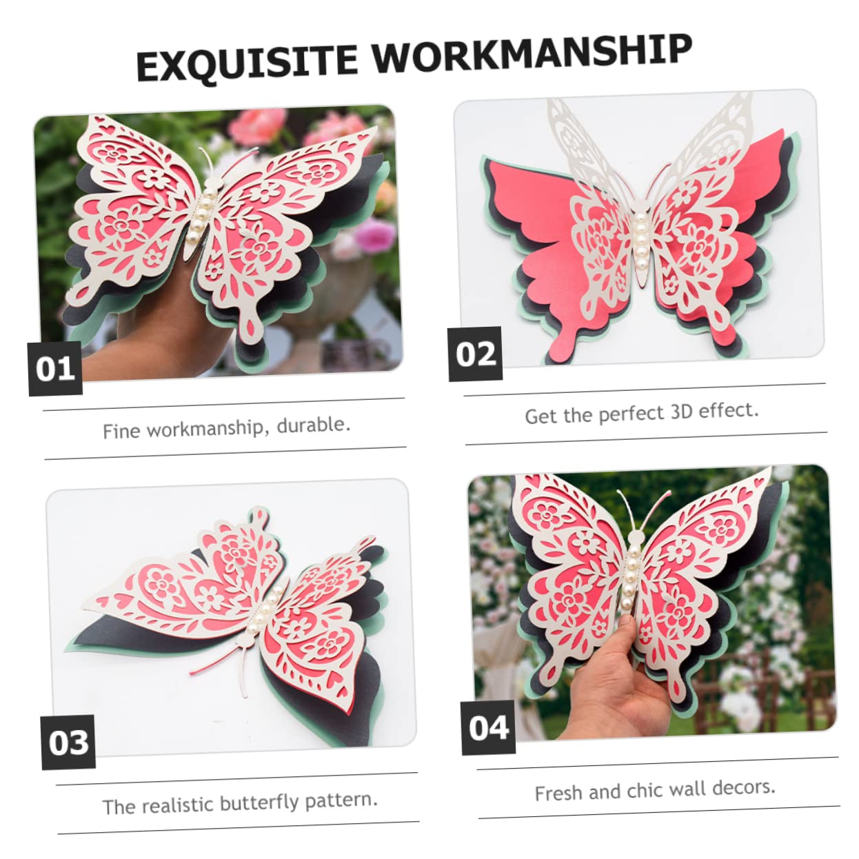 BESTonZON 6stücke Schmetterlinge Wandaufkleber Schimmerndem Papier Dekorative Wanddekoration Für Schlafzimmer Und Wohnräume Handgefertigte Mehrschichtige Schmetterlingswandsticker