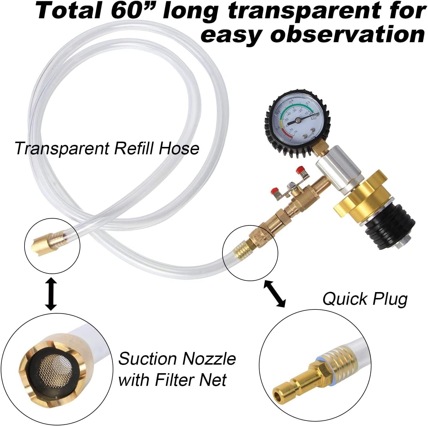 Coolant Vacuum Refill Kit Radiator Cooling System Vacuum Refilling Gauge Tool with 32mm 35mm 40mm 45mm Apdapters