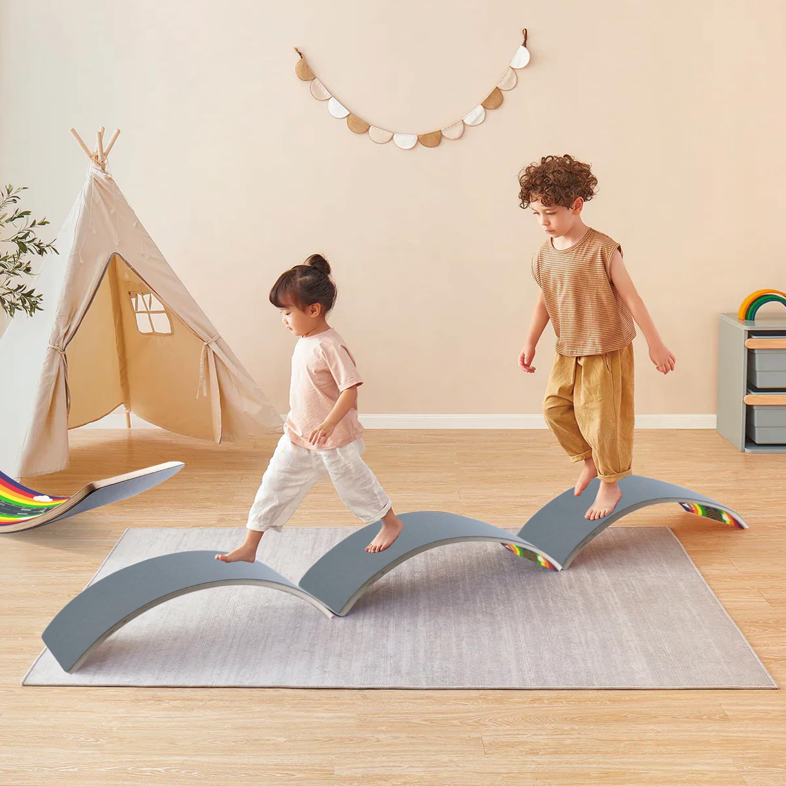 Amazon | bedmoimo 35インチ 木製バランスボード ゆらゆらボード 子供