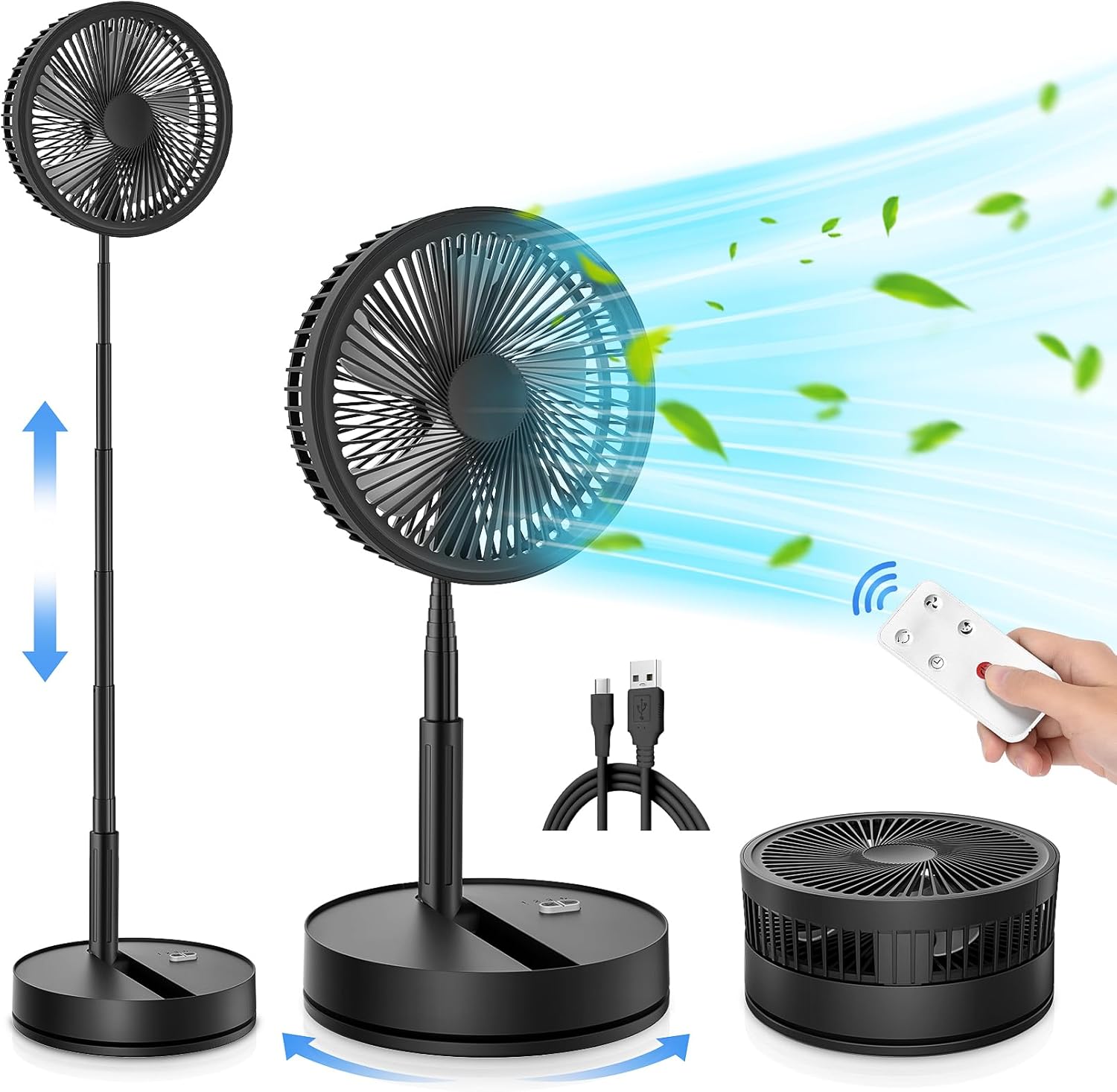 LIPETY Portable Foldable Rechargeable Oscillating Fan - 9