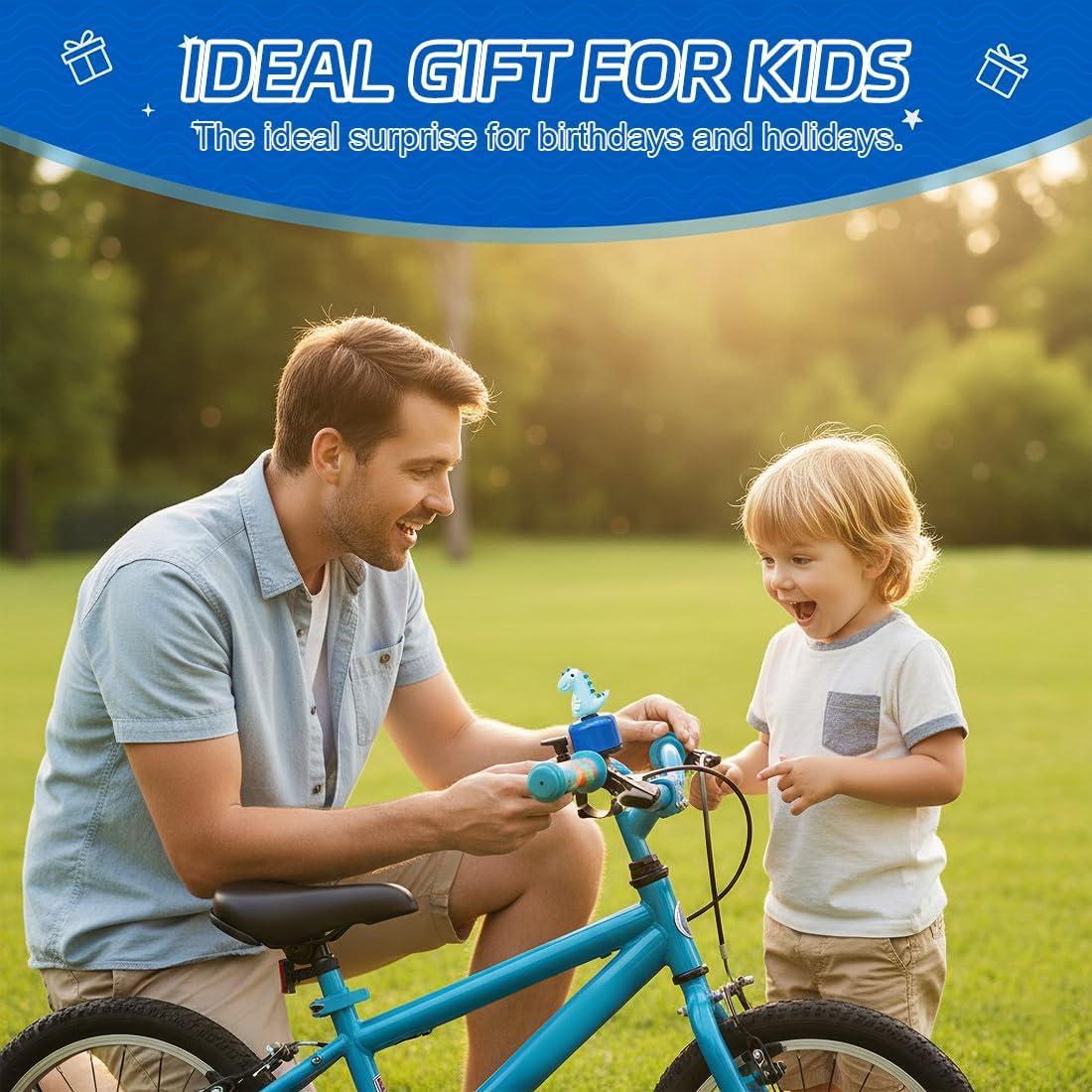 Sonnette De Vélo Enfant Dinosaure Bleu – Facile à Installer, Son Clair, Compatible Vélo/trottinette