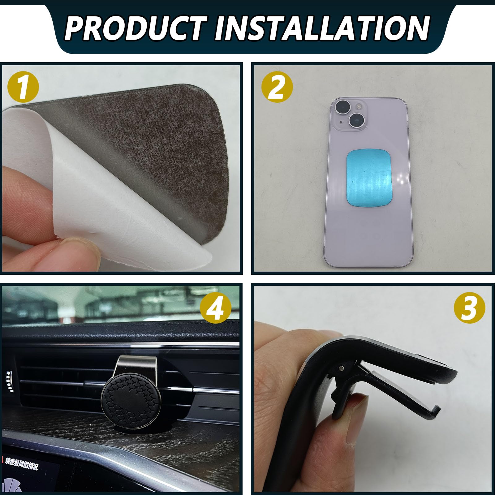 Soporte magnético fuerte para teléfono para coche, soporte universal para rejilla de ventilación de coche, rotación de 360°, soporte magnético ajustable para smartphone, apto para todos los