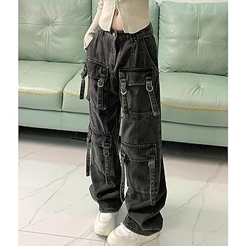 MEINVQIAOTI Multiple Pockets Black Cargo Pants Women