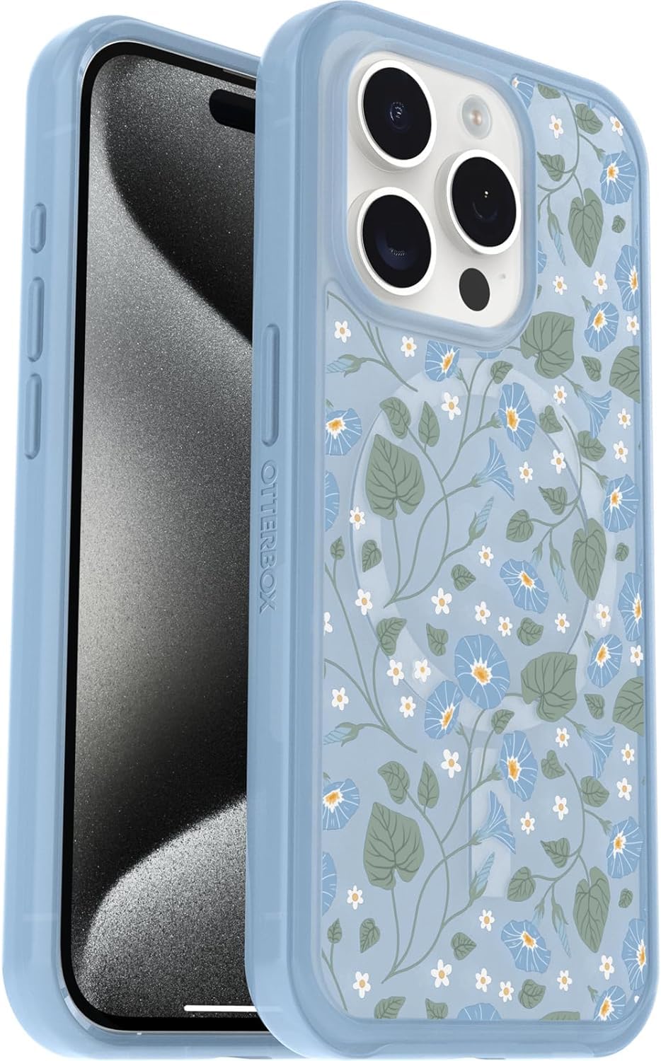 OtterBox iPhone 15 Pro (ONLY) Symmetry Series+ Case - Dawn Floral, Snaps to MagSafe, Ultra-Sleek, Raised Edges Protect Camera & Screen - Non-Retail