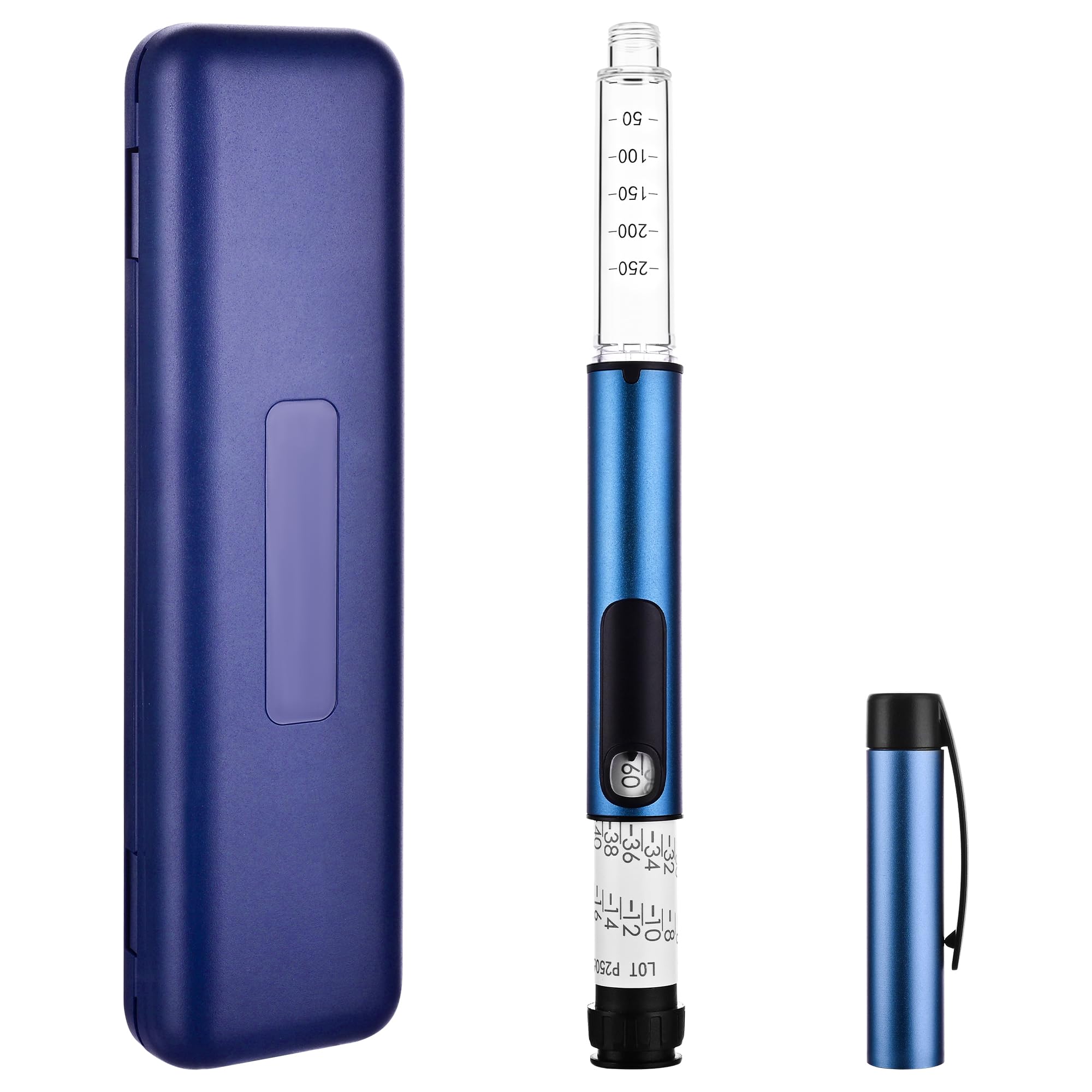 Penna per insulina da 60 unit compatibile con cartucce da 3 ml, penna dosatrice di precisione riutilizzabile con custodia per penna di insulina, V3 Peptide per uso quotidiano, leggera e portatile, blu