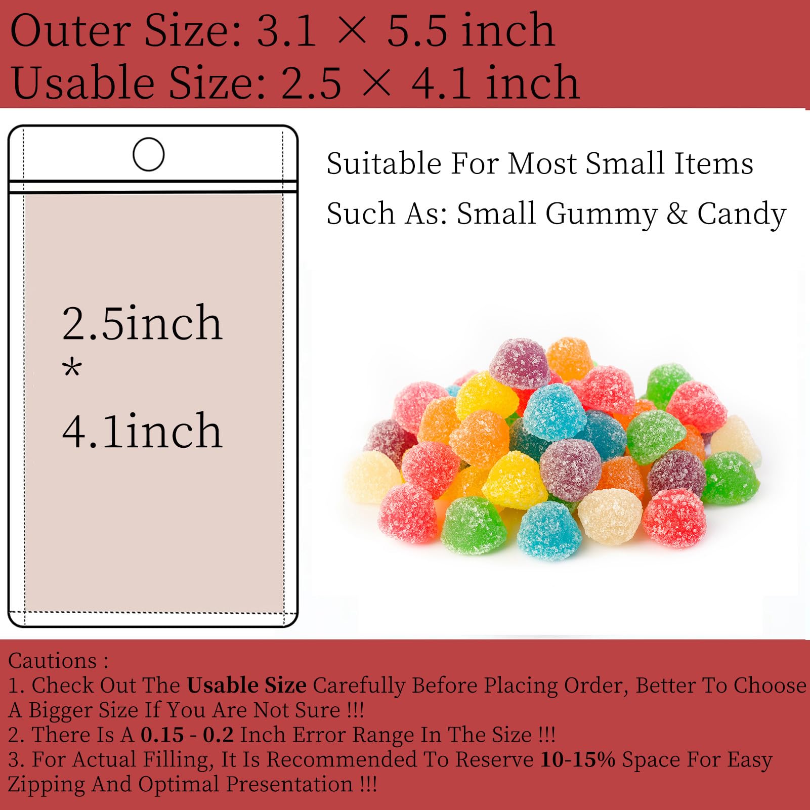 100 sacchetti richiudibili in Mylar olografico con chiusura lampo, per alimenti, a prova di odore, con finestra frontale, per biscotti, campioni, gioielli, snack, 8 x 14 cm