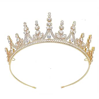 QXMYOO Tiara Corona Alta Per Sposa In Argento Con Zirconia Cubica - Diadema Di Lusso Per Matrimoni, Quinceanera E Feste - Diametro 15 Cm - 3