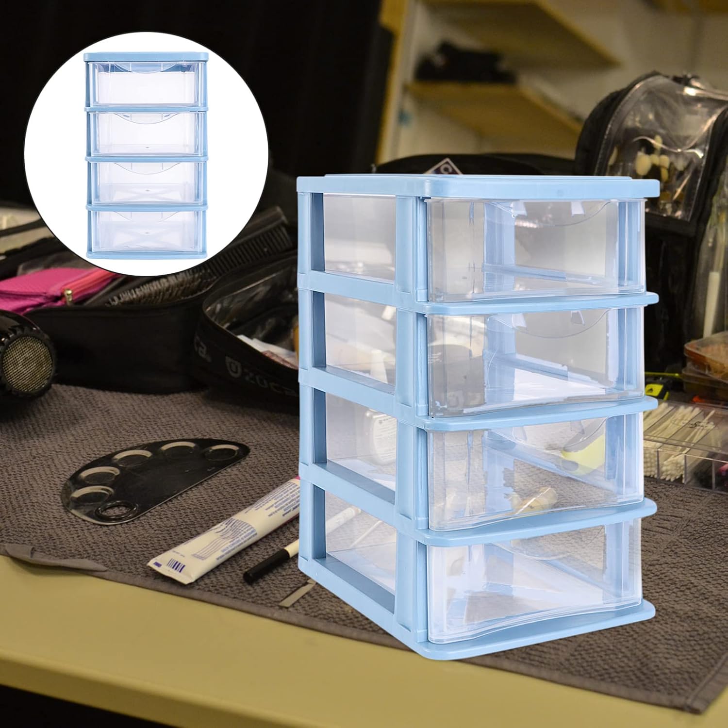 Tofficu 1pc Desktop Storage Box Transparent Drawer Organizer for Cosmetics Sundries Space-saving Case Storage for Desktop Vanity Student Supplies