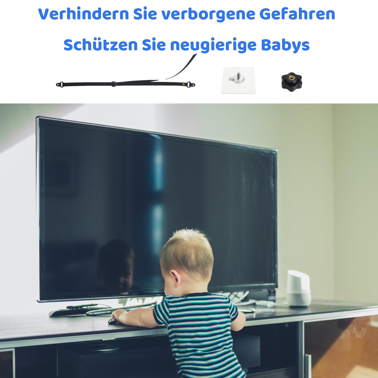 1 Set Kippsicherung MöBel, Herdschutzgitter Kinder, Kippsicherung Schrank, Baby Sicherung, Kippsicherung FüR Fernseher, Einstellbar Fernseher Kipp Sicherung FüR Kinder- Und Babyschutz, Kein Bohren
