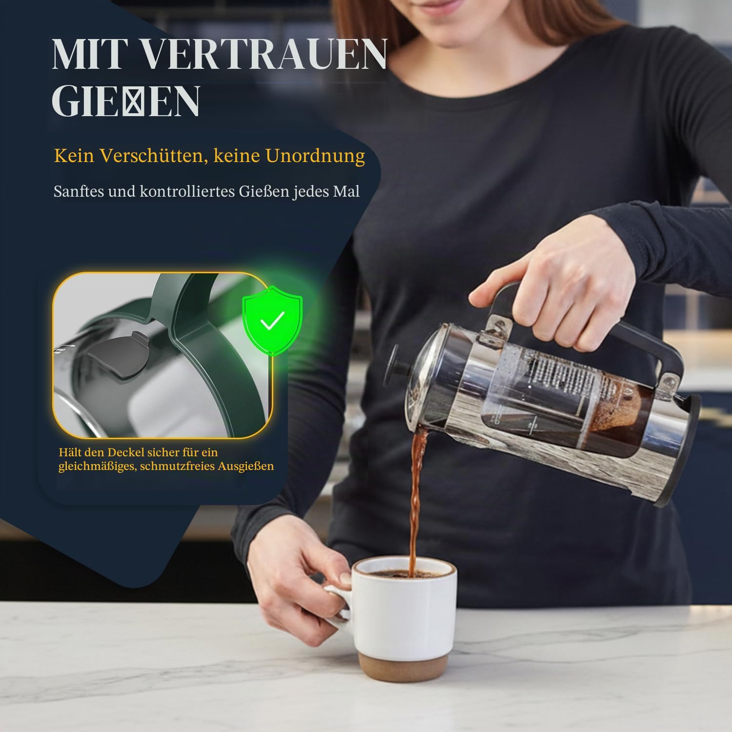ESPRO Plus P5 French Press Kaffeebereiter – Patentierter Doppel-Mikrofilter für partikelfreien Kaffee, hitzebeständige, dickwandige Kaffeepresse aus Borosilikatglas – (930 ml)