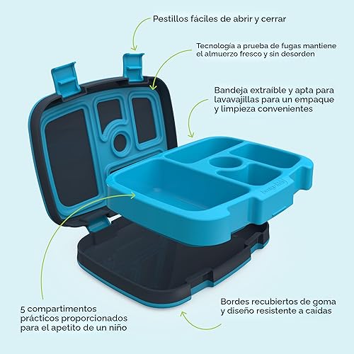 Miniatura 5 de Bentgo Kids Prints, Lonchera infantil a prueba de fugas, 5 compartimentos, estilo bento, tamaño de porción ideal para edades de 3 a 7 años, libre de