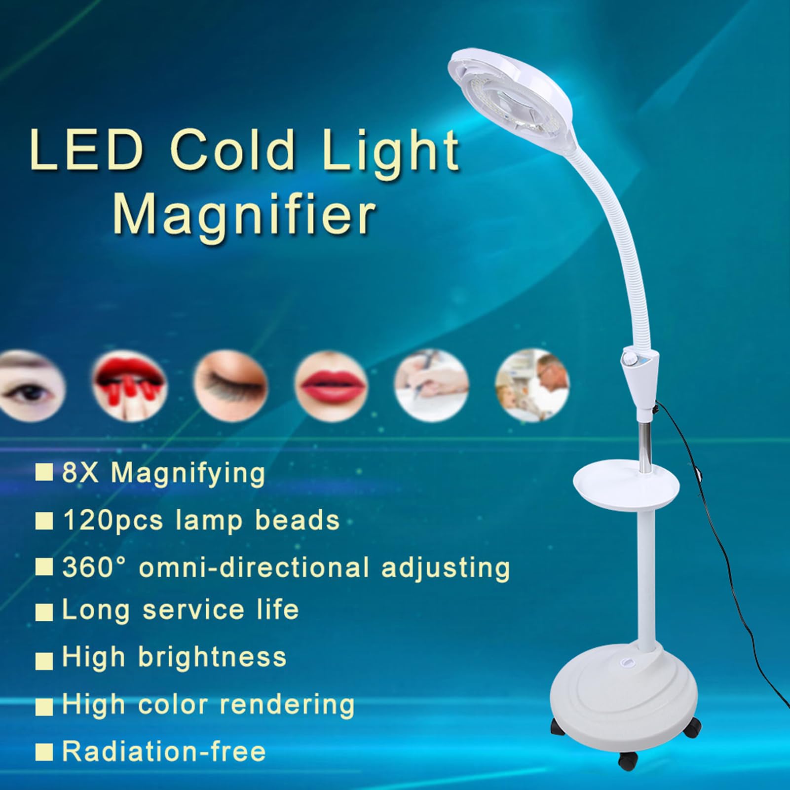 Lampa Powiększająca 3x 120 Diod LED. Stojak z regulacją