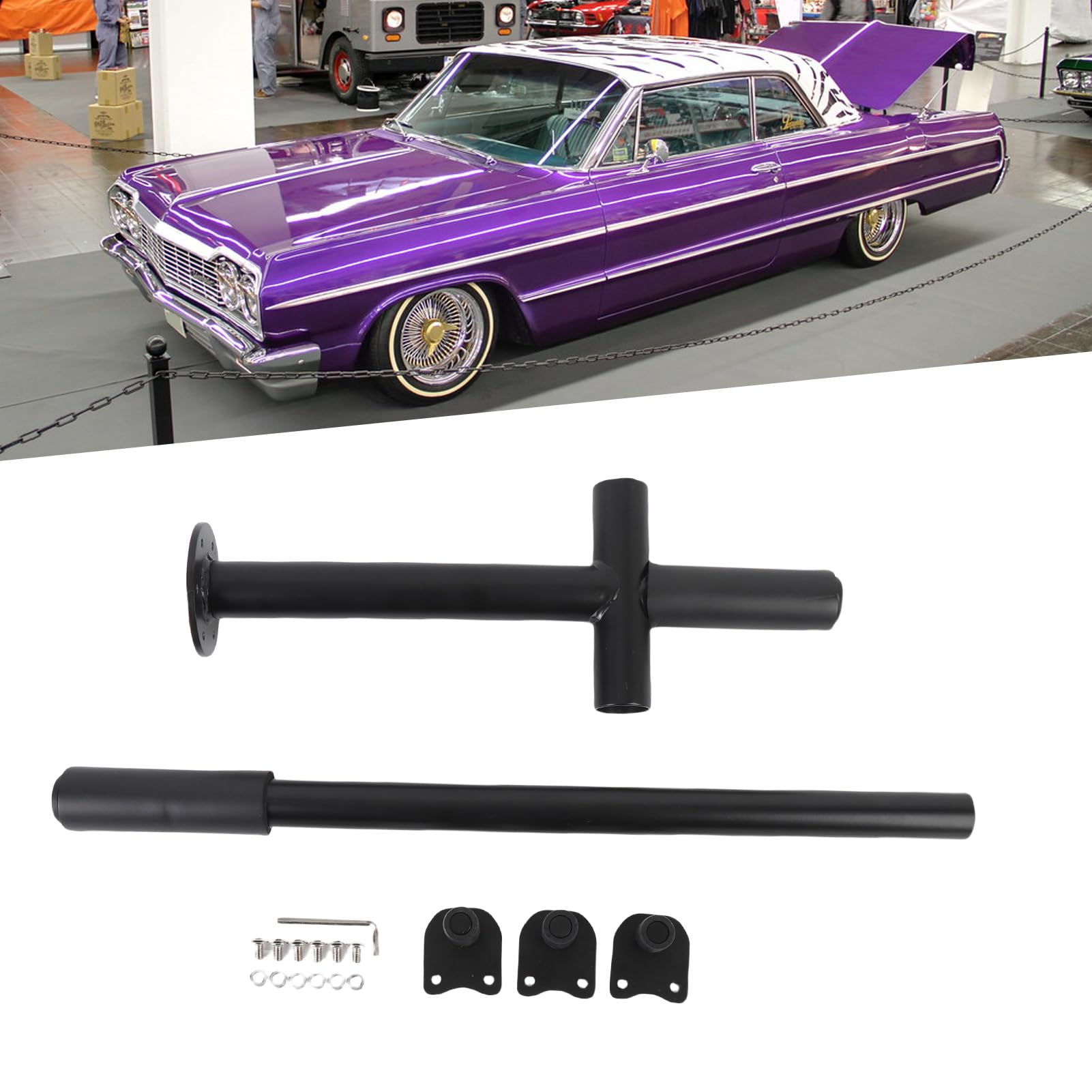 Qqmora Herramienta de Desmontaje de Ruedas de Alambre, Removedor Manual de Ruedas Lowrider, Herramienta Giratoria de Cubo de Neumático de 2 y 3 Barras, Antideslizante, Anillos de Cojín