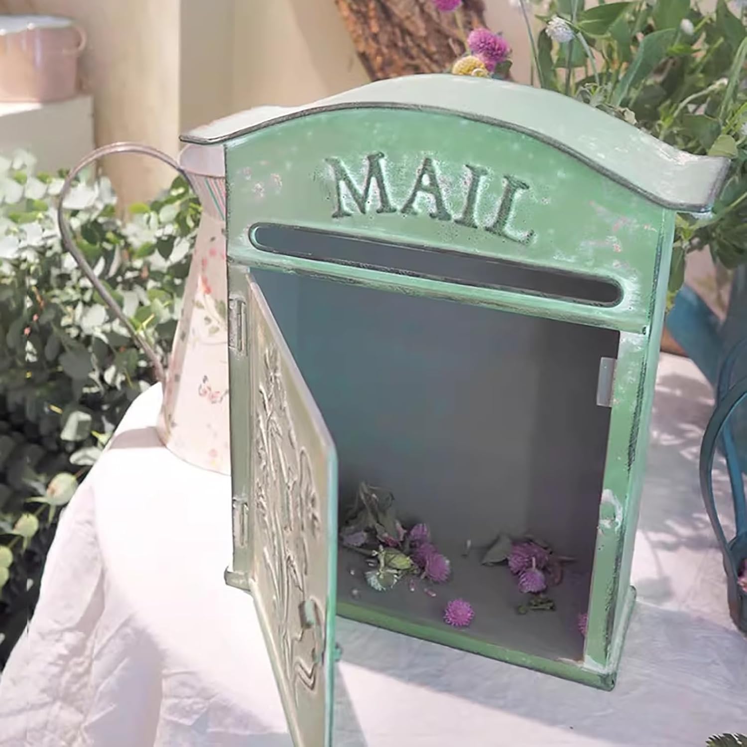 Wall Mount Mailbox, Security Postbox with Slot for Outside, Medium Capacity, Curbside Mailbox for Daily Letters Magazines and Packages(Green)