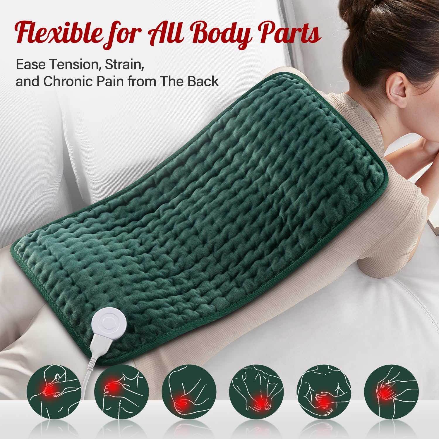 Almohadilla térmica para regalo de Navidad para mujeres, mamá, hombres y papá, almohadillas térmicas para calambres menstruales, alivio del dolor de espalda, cuello, hombros, rodilla, 6 ajustes de