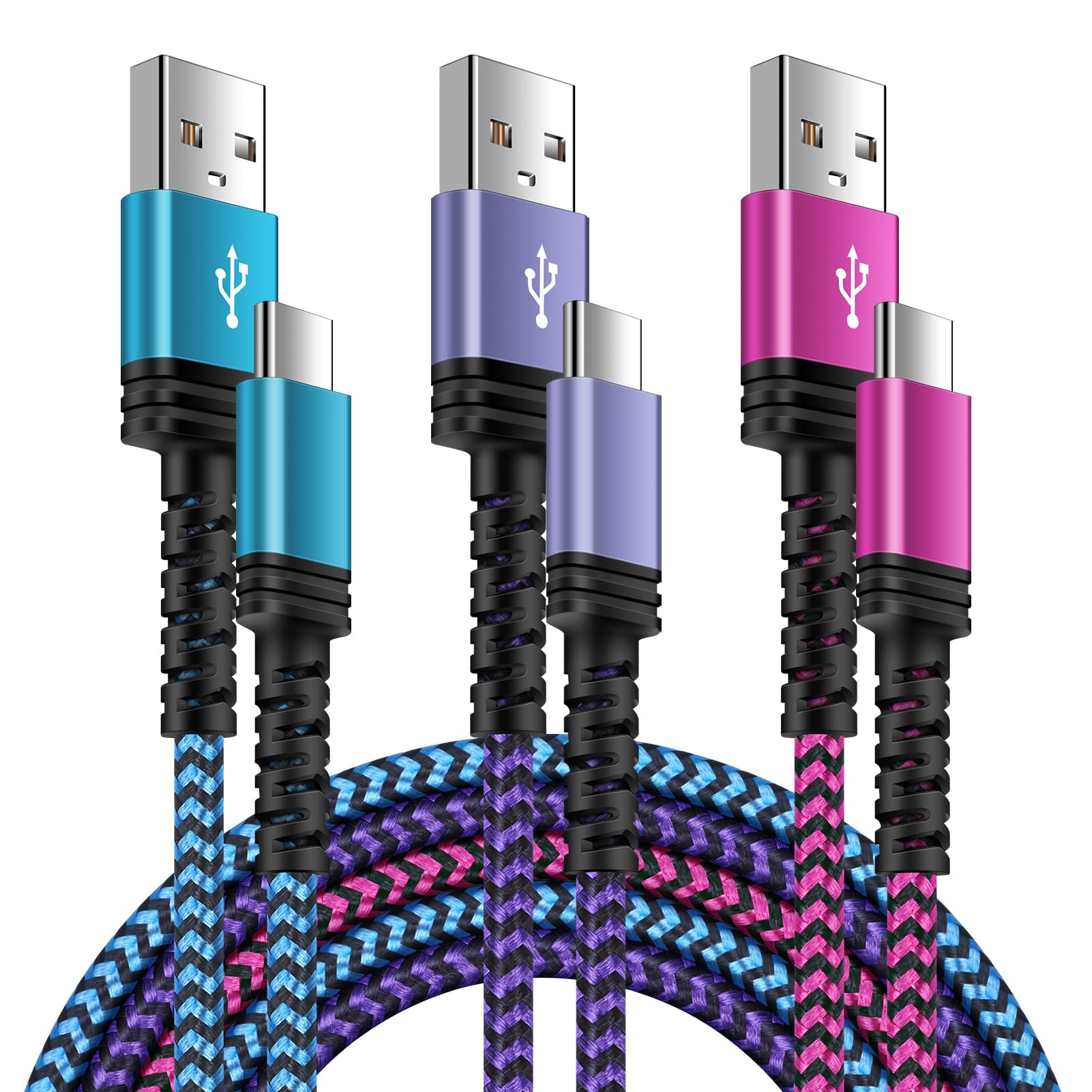 Samsung Fast Charger Cable USB Type C 6FT 3Pack for Samsung Galaxy A56/A36/A16 5G/A26/A06/S25 Ultra/A25/S24 FE/A15/A35/S23,iPhone 16e/16 Pro Max/16 Plus/15,Android Phone Charger Cord for Pixel 9 8a 7