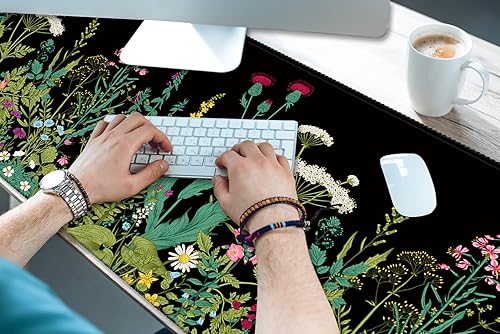 Miniatura 7 de iDonzon - Alfombrilla de escritorio extendida (31.5 x 11.8 pulgadas de grosor), suave y bonita, extra grande, XXL, impermeable, con base de goma