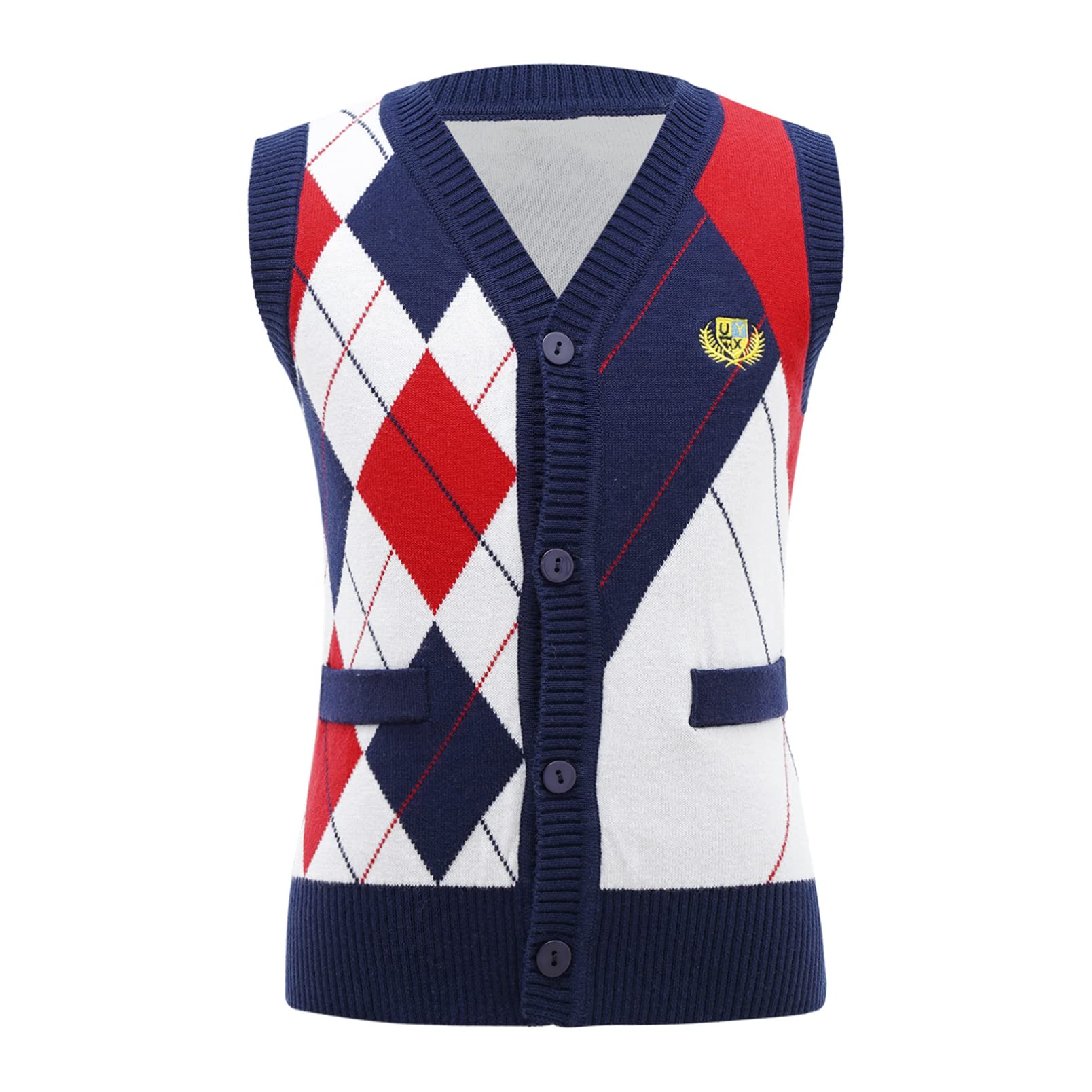 dPois Chaleco de Punto Uniforme para Niño Chaleco Suéter de Cuello en V Chaleco Sin Mangas Color Sólido para Invierno Jersey Casual Niño Escolar