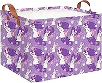 Vista 15 de CLOCOR Cesta de almacenamiento rectangular, cesta de almacenamiento plegable con bonito patrón, caja de almacenamiento de revestimiento impermeable