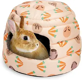 Niteangel Cama dobrável para barraca de porquinho-da-índia e túnel quente para coelho, furão, chinchila, coelhinho ou outros animais pequenos (cama de semicírculo)
