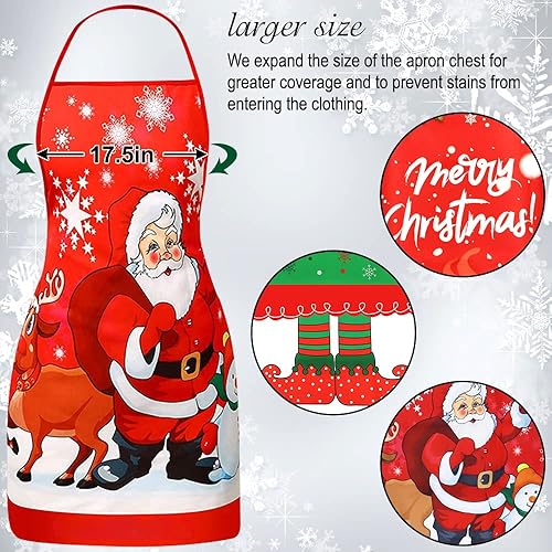 Miniatura 3 de Nialnant 3 delantales de Navidad, delantales de cocina de vacaciones, Papá Noel, alce, patas de elfo, muñeco de nieve, decoración de Navidad para