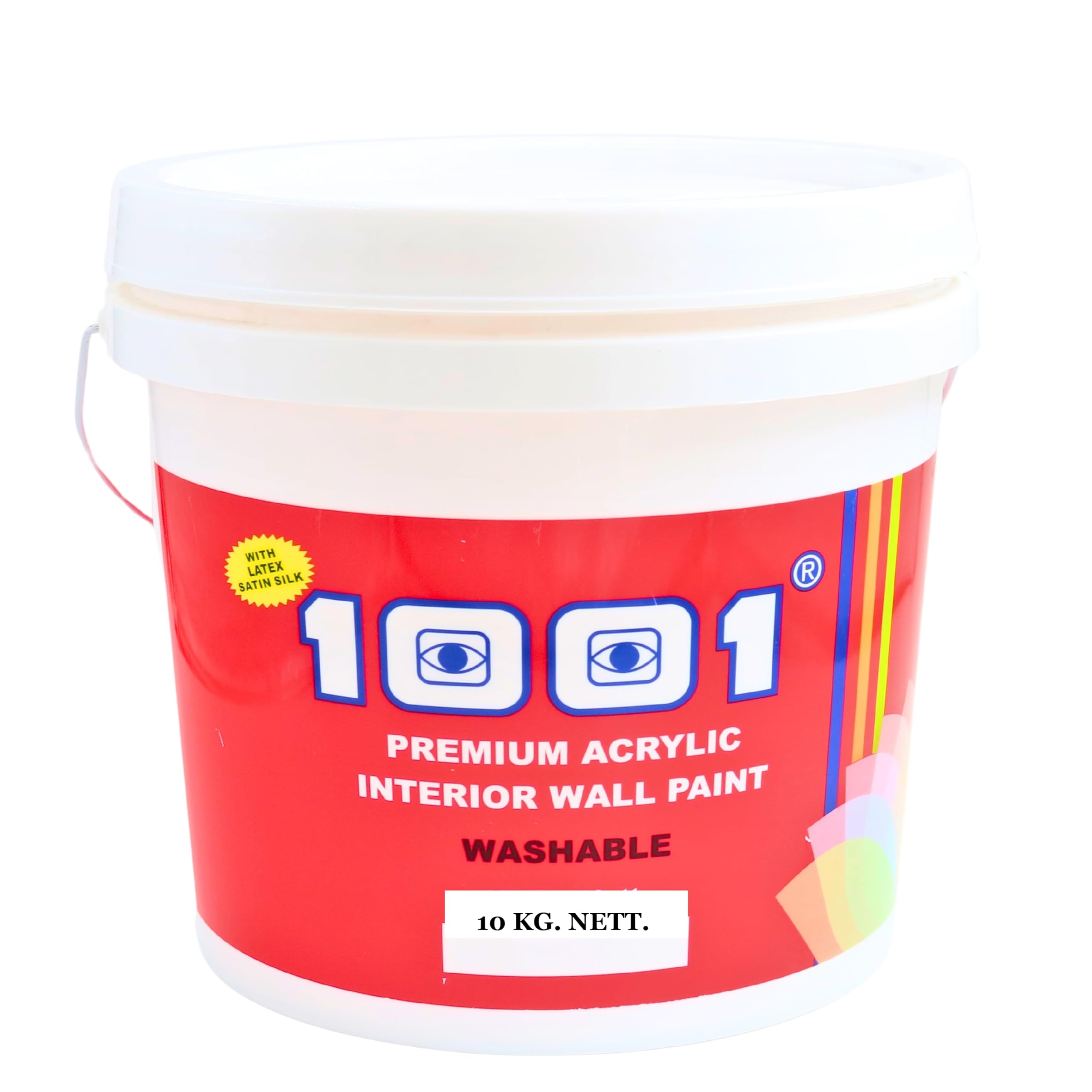 1001 Premium Acrylic Interior Washable Wall Paint | Eco-Friendly | Odour free | Non-inflammable | With Latex Satin Silk Finish | Pure Acrylic Distemper Paint | 10 Kg.