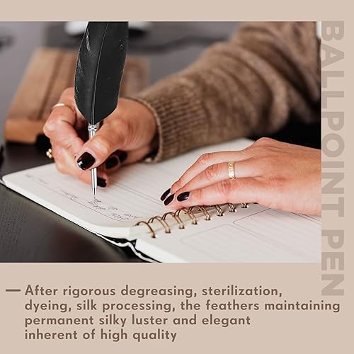 Miniatura 6 de Chinco 12 bolígrafos de plumas de tinta vintage, suaves y esponjosos, suministros de fiesta nupcial, 10.6 pulgadas de largo (negro)