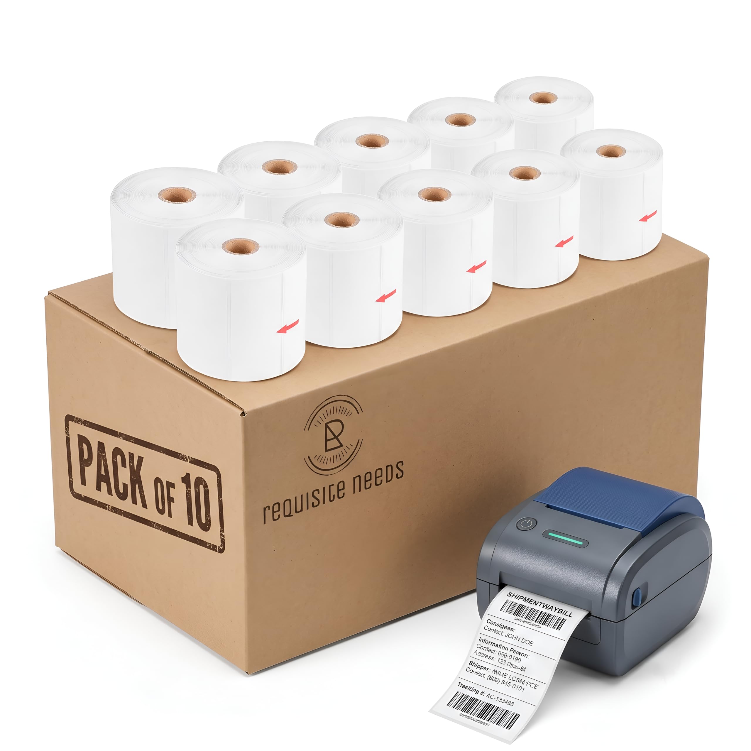 4 X 6 Direct Thermal Printer Labels 10 Rolls 100mm x 150mm 5000 White Extra Strong Adhesive Shipping Labels Rolls Compatible for Zebra, MUNBYN Printers to use on Amazon, Tiktok, Royal Mail Label