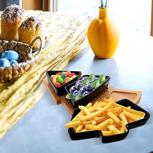 Miniatura 6 de Angoily Bandeja de cerámica con forma de árbol de Navidad para entretenimiento, plato de servir alimentos con base para aperitivos, aperitivos,