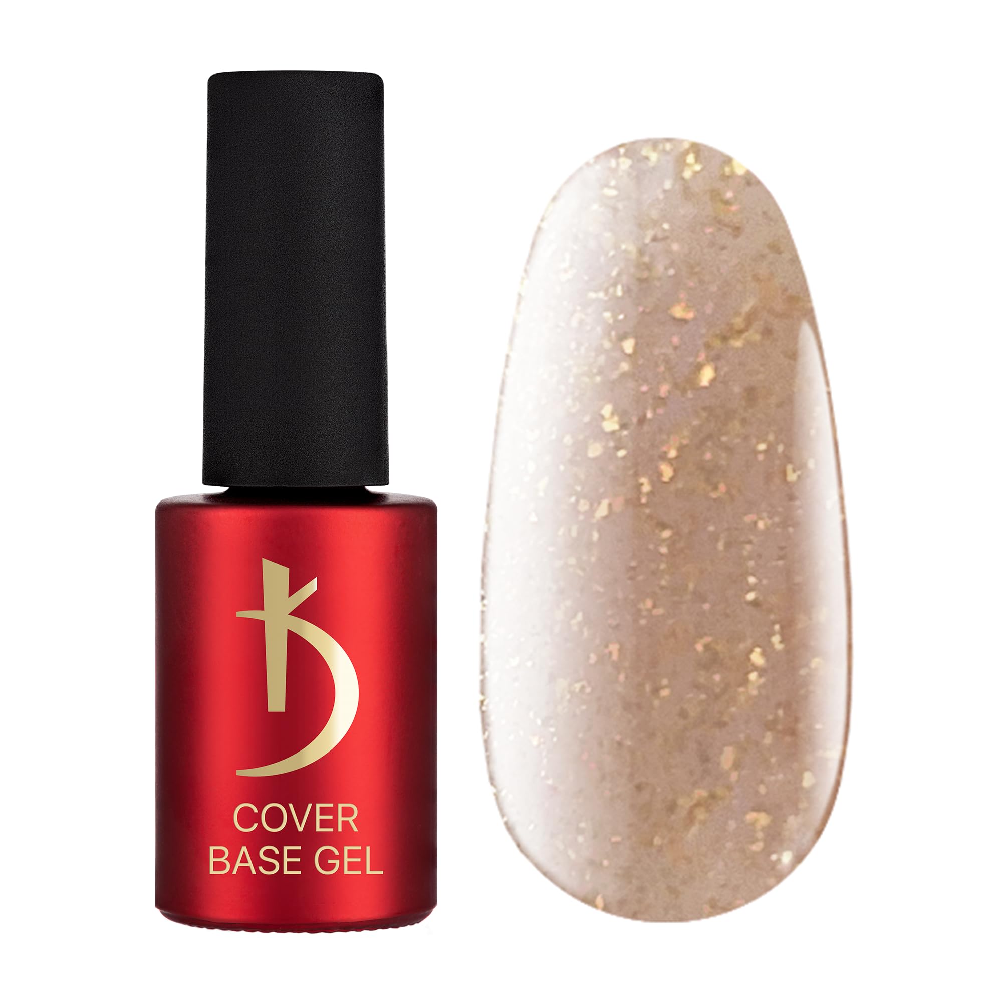 K odi Professional UV Nail Polish Cover Base Coat Light Beige Nude Gold Flakes Shimmer Polish Gel UV LED Soak Off Base Coat Gel Polish Colours Shellac Gel Nails 7 ml