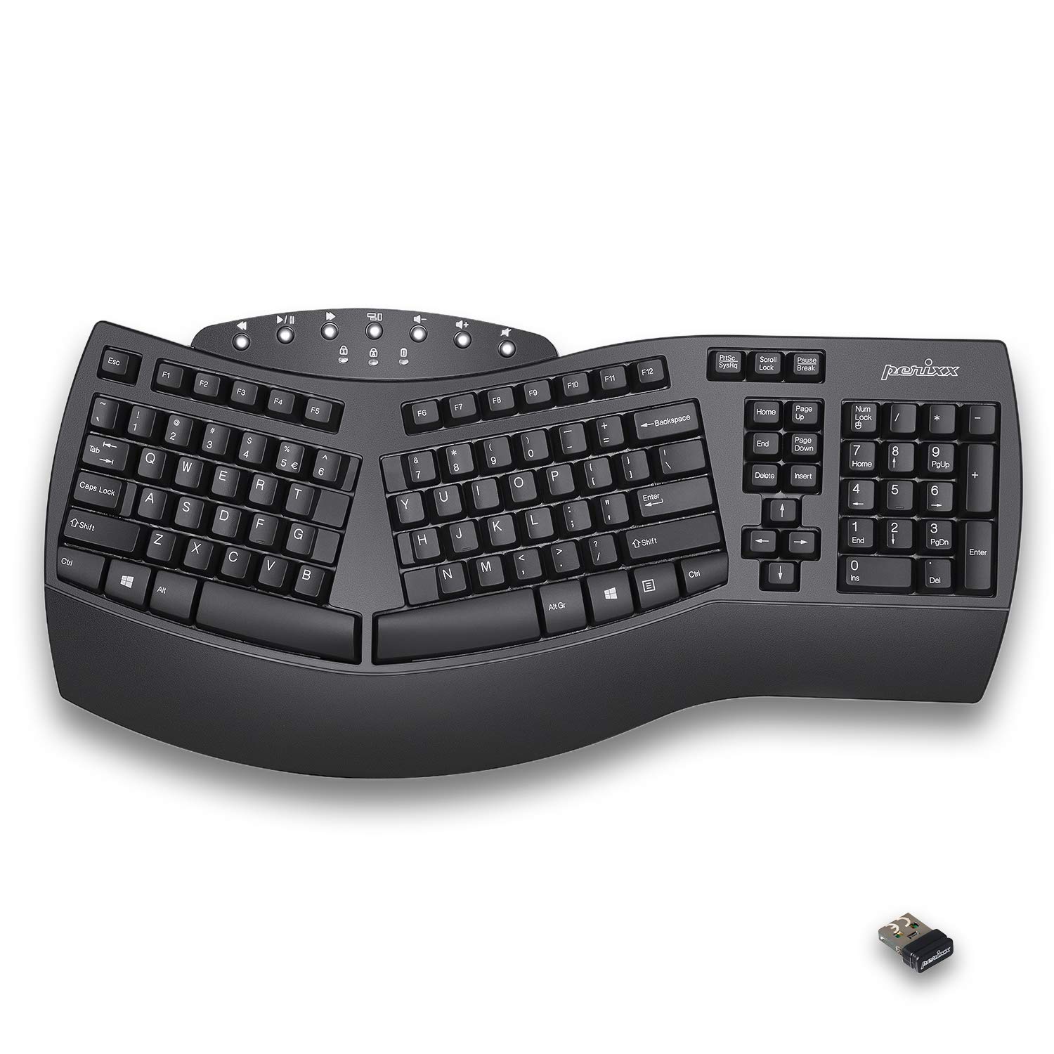 Perixx Periboard-612 Wireless Ergonomic Split Keyboard with Dual Mode 2.4G and Bluetooth Feature, Co