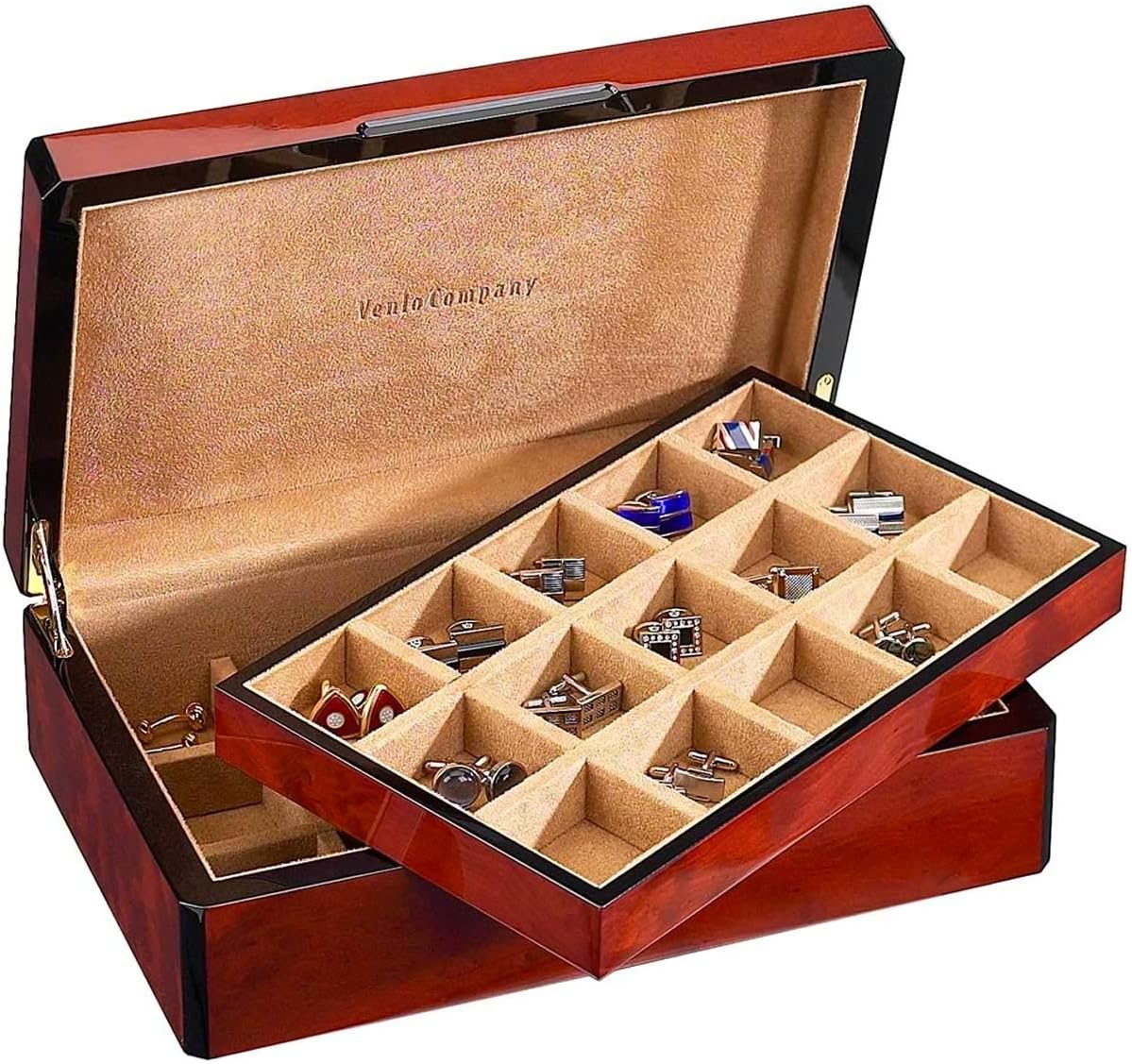 Venlo Triple Burlwood Thirty Holder Cufflink Case