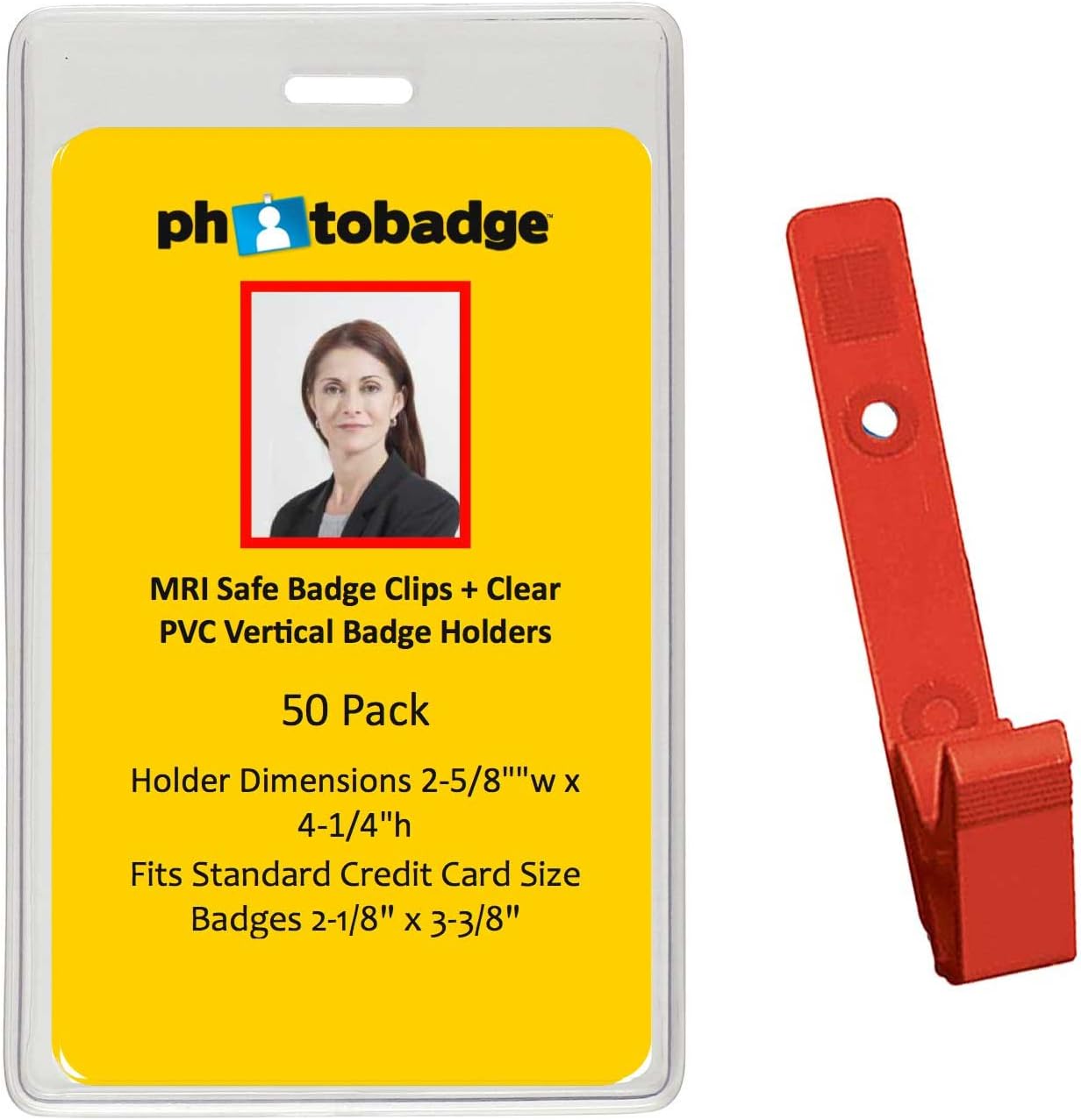 MRi Safe Clips y vertical Badge Holders 50 unidades, Rojo Amazon