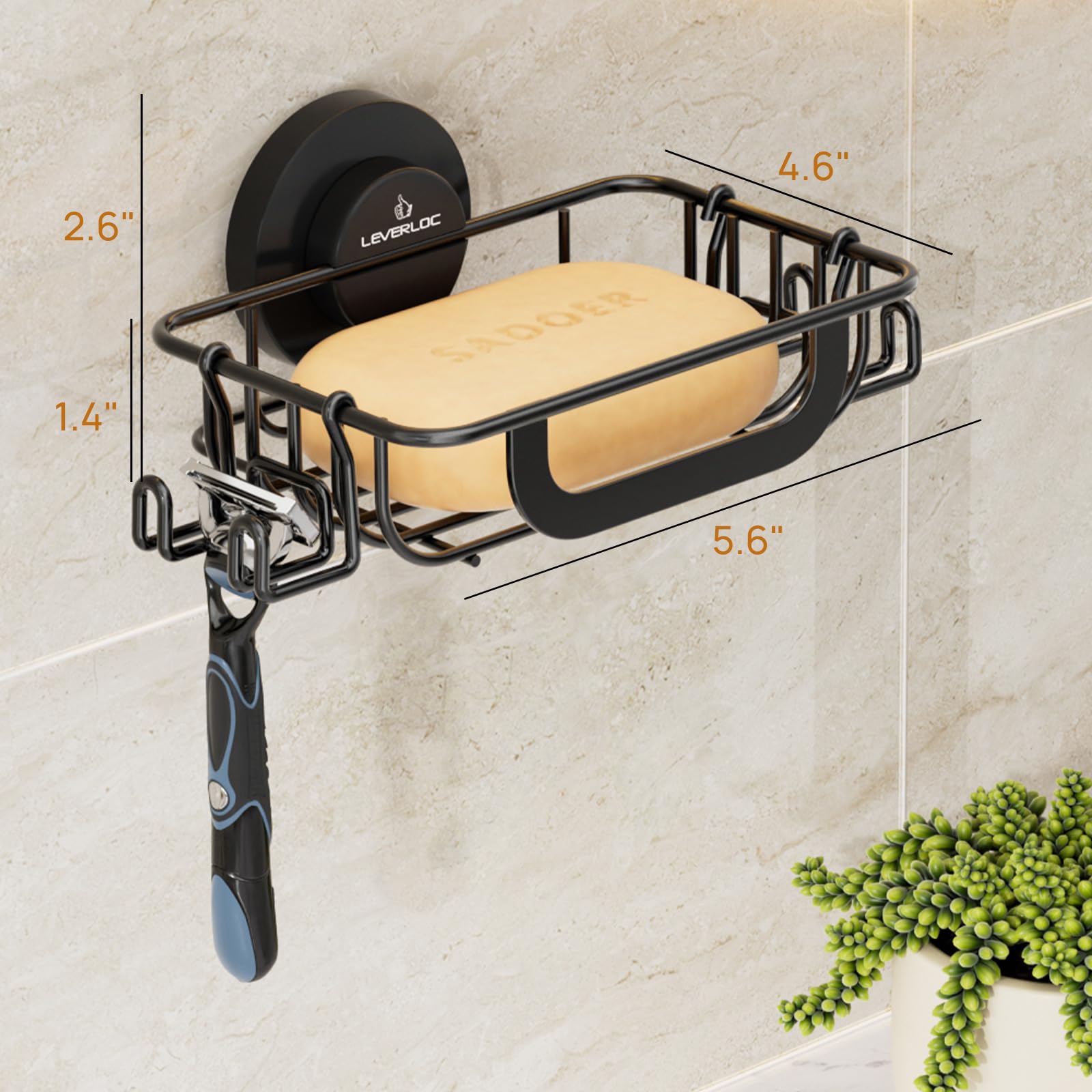 Jabonera con ganchos para ducha, barra de ventosa, bandeja de jabón montada en la pared, soporte de esponja de acero inoxidable a prueba de óxido para baño, bañera, fregadero de cocina, color 8